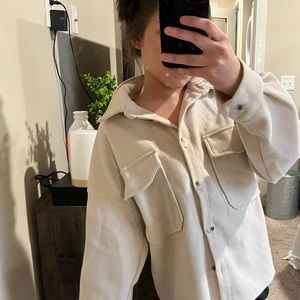tan oversized button up shacket